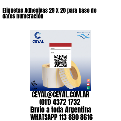 Etiquetas Adhesivas 29 X 20 para base de datos numeración