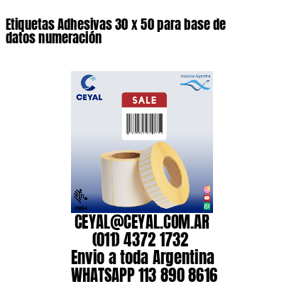 Etiquetas Adhesivas 30 x 50 para base de datos numeración