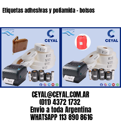 Etiquetas adhesivas y poliamida – bolsos