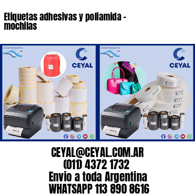 Etiquetas adhesivas y poliamida – mochilas