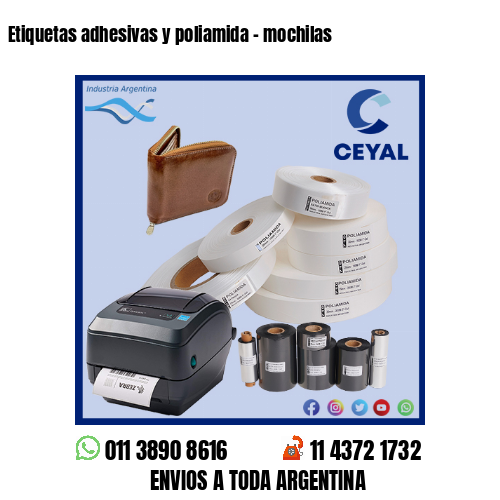 Etiquetas adhesivas y poliamida – mochilas