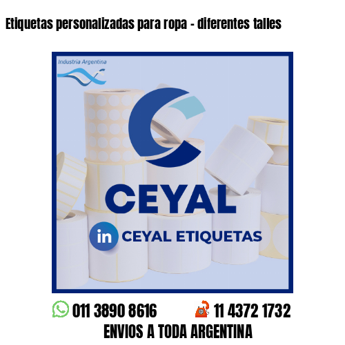 Etiquetas personalizadas para ropa - diferentes talles
