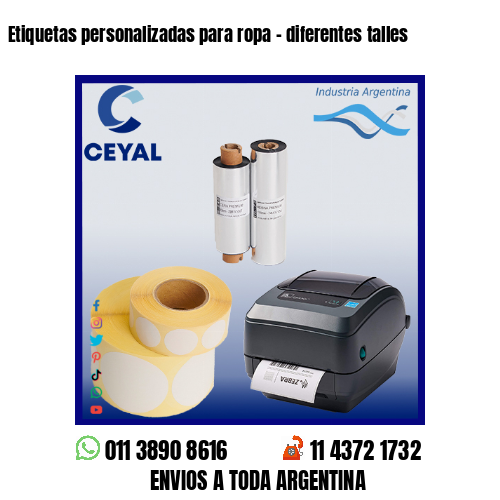 Etiquetas personalizadas para ropa – diferentes talles