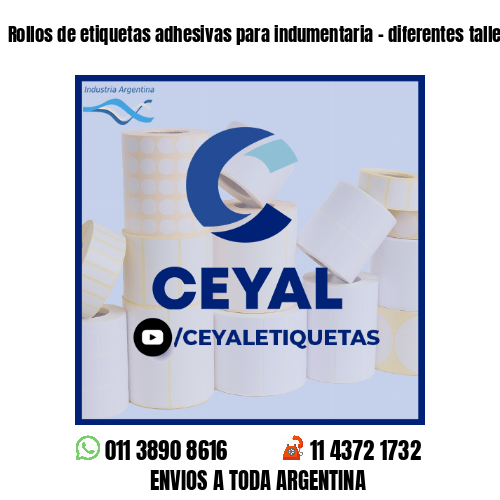 Rollos de etiquetas adhesivas para indumentaria - diferentes talles