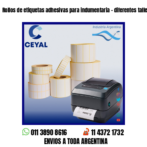 Rollos de etiquetas adhesivas para indumentaria – diferentes talles
