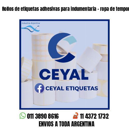 Rollos de etiquetas adhesivas para indumentaria - ropa de temporada