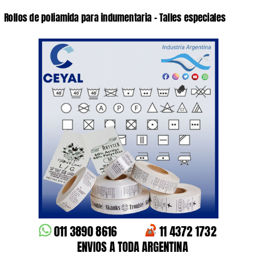 Rollos de poliamida para indumentaria – Talles especiales