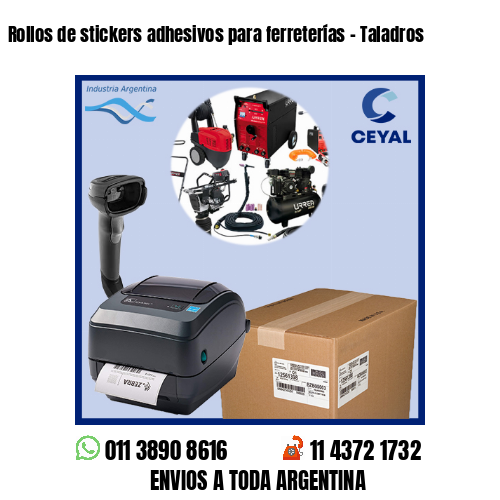 Rollos de stickers adhesivos para ferreterías – Taladros