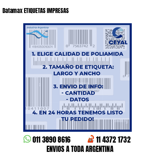 Datamax ETIQUETAS IMPRESAS