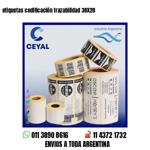 etiquetas codificación trazabilidad 38X20