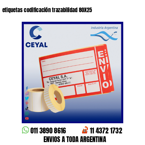 etiquetas codificación trazabilidad 80X25