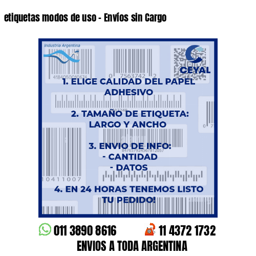 etiquetas modos de uso – Envíos sin Cargo