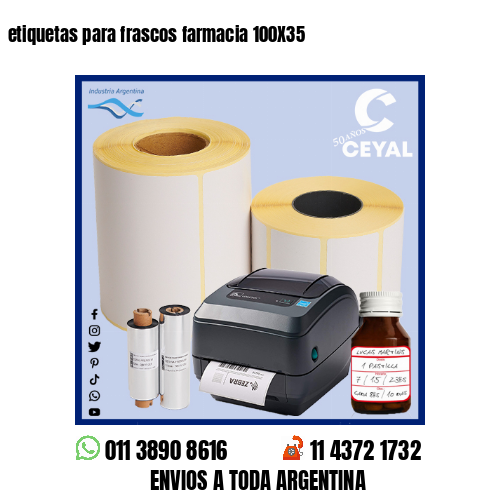etiquetas para frascos farmacia 100X35