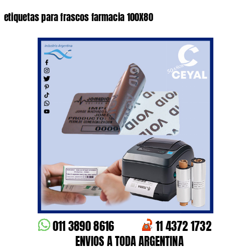 etiquetas para frascos farmacia 100X80