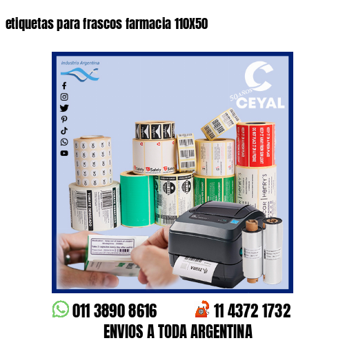 etiquetas para frascos farmacia 110X50