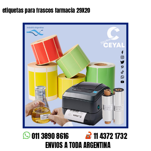 etiquetas para frascos farmacia 29X20