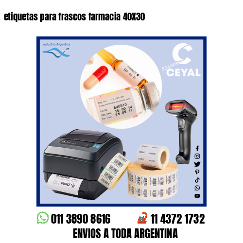 etiquetas para frascos farmacia 40X30