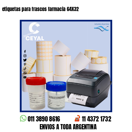 etiquetas para frascos farmacia 64X32