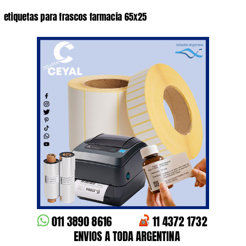 etiquetas para frascos farmacia 65×25