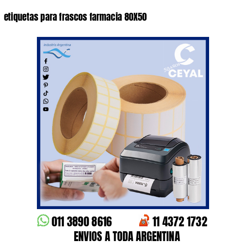 etiquetas para frascos farmacia 80X50