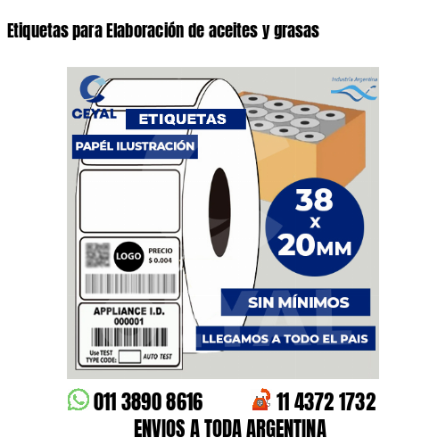 Etiquetas para Elaboración de aceites y grasas