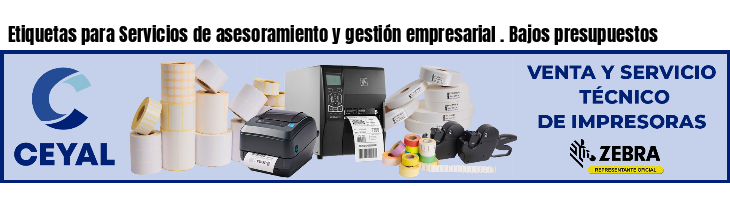 Etiquetas para Servicios de asesoramiento y gestión empresarial . Bajos presupuestos