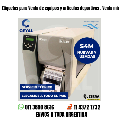 Etiquetas para Venta de equipos y artículos deportivos . Venta minorista