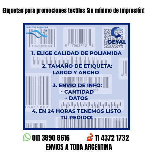 Etiquetas para promociones textiles Sin mínimo de impresión!