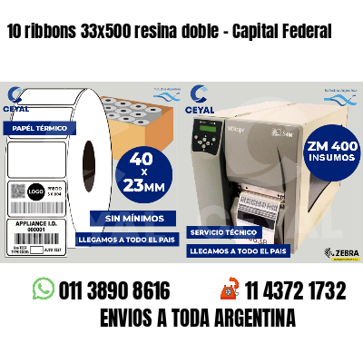 10 ribbons 33x500 resina doble - Capital Federal