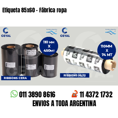 Etiqueta 85x60 - Fábrica ropa