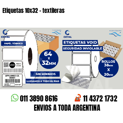 Etiquetas 10x32 - textileras