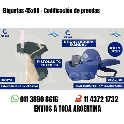 Etiquetas 45x80 - Codificación de prendas