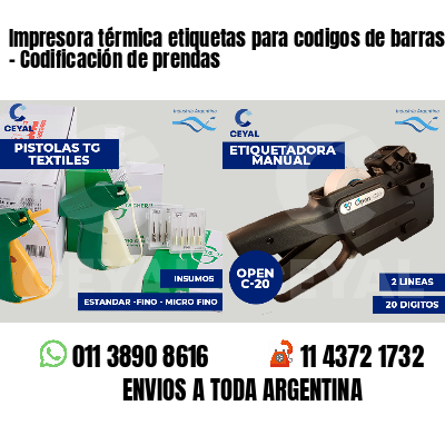 Impresora térmica etiquetas para codigos de barras   - Codificación de prendas