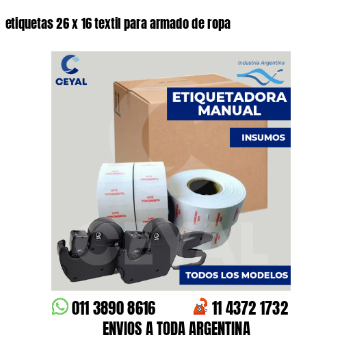 etiquetas 26 x 16 textil para armado de ropa