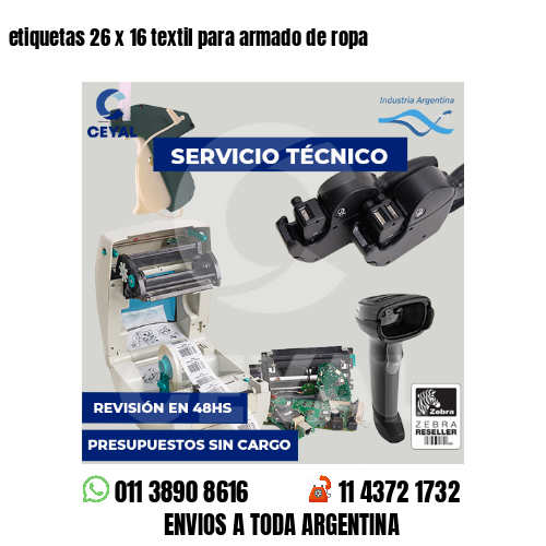 etiquetas 26 x 16 textil para armado de ropa