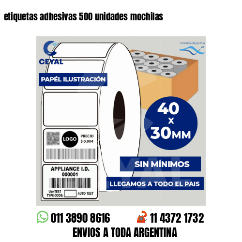 etiquetas adhesivas 500 unidades mochilas