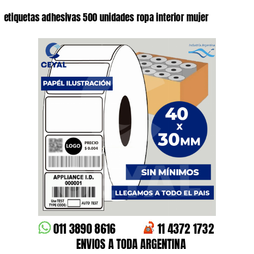 etiquetas adhesivas 500 unidades ropa interior mujer