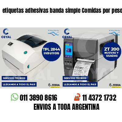etiquetas adhesivas banda simple Comidas por peso