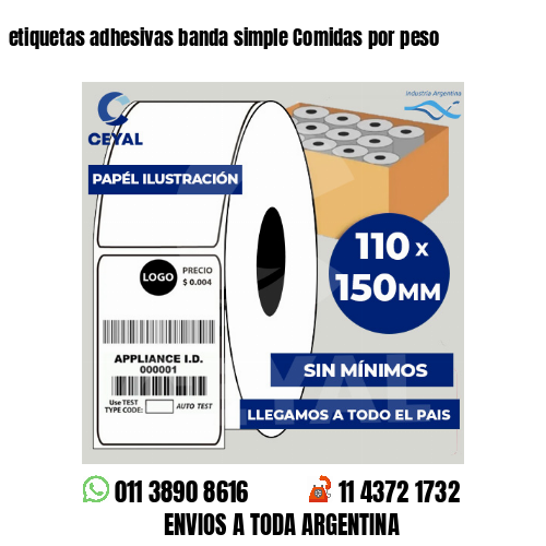 etiquetas adhesivas banda simple Comidas por peso