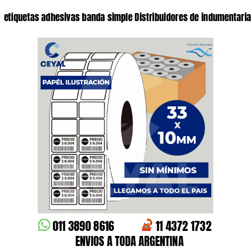etiquetas adhesivas banda simple Distribuidores de indumentaria