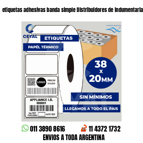 etiquetas adhesivas banda simple Distribuidores de indumentaria