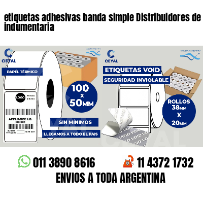 etiquetas adhesivas banda simple Distribuidores de indumentaria