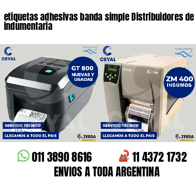 etiquetas adhesivas banda simple Distribuidores de indumentaria