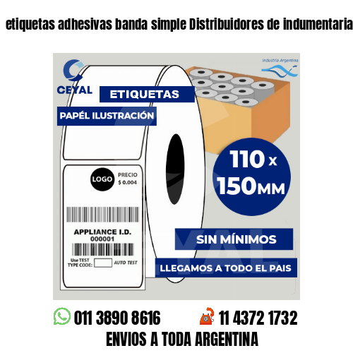 etiquetas adhesivas banda simple Distribuidores de indumentaria