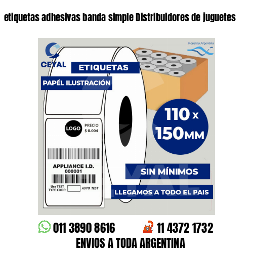etiquetas adhesivas banda simple Distribuidores de juguetes