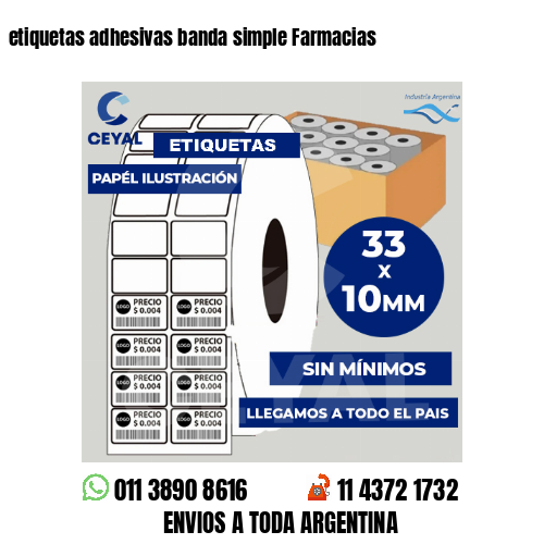 etiquetas adhesivas banda simple Farmacias
