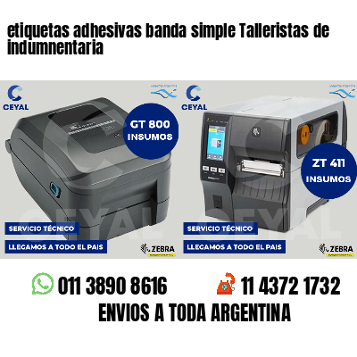 etiquetas adhesivas banda simple Talleristas de indumnentaria