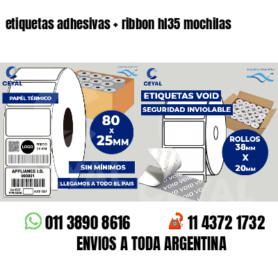 etiquetas adhesivas   ribbon hl35 mochilas