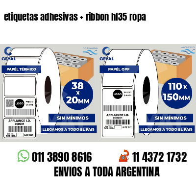 etiquetas adhesivas   ribbon hl35 ropa