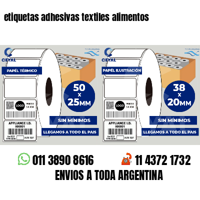 etiquetas adhesivas textiles alimentos